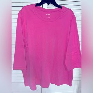 Pink Blair Solid 3/4 Sleeve Shirt 2XL